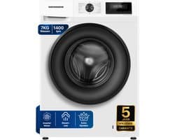 Heinner HWM-H7014IVSMC+++ Wasmachine 7 kg – 15 Wasprogramma’s – 1400 tpm – Allergievriendelijk – Digitaal Display – Kinderslot – 1400 tpm – Wit – 5 Jaar Garantie