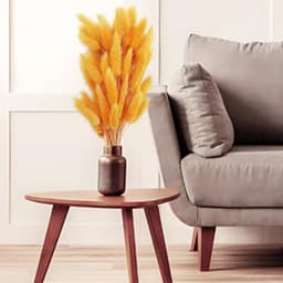 120 stuks decoratieve droogbloemen, droogbloemen, kan vrij worden gesneden, decoratieve veren, Boheemse stijl, voor woonkamer, slaapkamer, werkkamer (oranje) — thumbnail 3