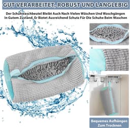 Waszak, multifunctioneel, herbruikbaar, voor alle soorten schoenen en maten, beschermt zowel schoenen als wasmachine (grijs) — thumbnail 4