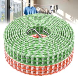 Waslijn met haken 5 m - nylon koord - winddicht touw - ideaal voor camping en balkon - ShopVlot — thumbnail 1