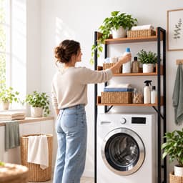 Wasmachine kast - 166x63x25 cm - natuur-zwart — thumbnail 5