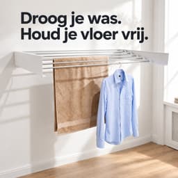 Lacardia Wanddroogrek Inklapbaar 100 cm - Wasrek Hangend - Wit - Wandgemonteerd Droogrek met 5 Meter Drooglengte — thumbnail 4