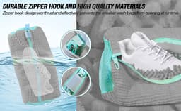 Schoenwaszak voor wasmachine - 2 stuks - grijs - met 360° reinigingsfleece - voor sneakers en schoenen - waszak voor wasmachine en droger — thumbnail 2