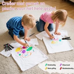 30 Textielstiften, Machinewasbaar, Niet-giftige Textielmarker, Wasbare Set met Fijne Punt, Textielverfstiften, Hobbystiften, Permanente Textielmarker Voor T-shirts, Jeans, Stoffen Tassen — thumbnail 4