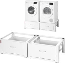 VEVOR Wasmachineonderstel, 290 mm Hoog, Wasmachineverhoger met Lade, Draagvermogen 150 Kg, Antislipvoetjes, Stalen Wasdrogeronderstel, Sokkel, Universeel Compatibel, Wit, 2-Pack — thumbnail 1