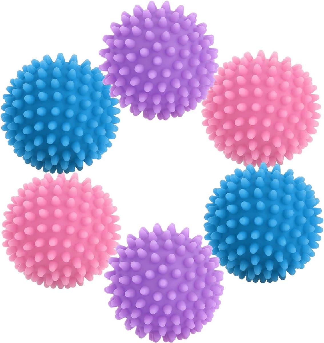 6 stuks droogballen, wasballen voor droger, geschikt voor het wassen van de was, vermindert rimpels, roze + blauw + paars — afbeelding 1