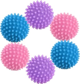 6 stuks droogballen, wasballen voor droger, geschikt voor het wassen van de was, vermindert rimpels, roze + blauw + paars — thumbnail 1