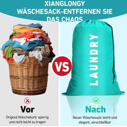 Set van 2 Herbruikbare Reiswaszakken voor Vuile Kleding, Grote Trekkoordwaszak, Ideaal voor Vakantie, Kamperen en Thuisgebruik — thumbnail 2