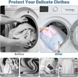 3 Stuks Duurzame Honingraat Grote Mesh Waszakken voor Delicates met Rits, Herbruikbare Waszakken voor Kleding, Sokken, Ondergoed en Reisorganizer (60x81cm) — thumbnail 2