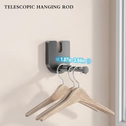 Waslijn - Uitschuifbare waslijn voor binnen, niet-doorhangende waslijn voor buiten, 4,2 meter lange, stevige waslijn met telescopische ophangstang, ruimtebesparende waslijn voor wandmontage (Grijs) - 13.5 x 9 x 4.5cm — thumbnail 2
