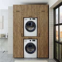 Roomart DUO-I Wasmachine Ombouwkast 157x240 cm - Kastenwand 2 Hoge Kasten 45, Uittrekblad - Eiken — thumbnail 4