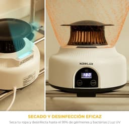 Elektrische Wasdroger – XXL – Draagbaar – 1200 W – Capaciteit 15 kg – Timer 180 min – 3 Standen – Stil – Droogkast – Wasrek – Blauw — thumbnail 3