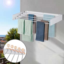 Wall Mounted Clothes Airer, Retractable Foldaway Laundry Clothes Drying Rack, 20kg Capacity. — thumbnail 4