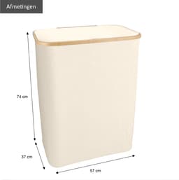 KROMS Wasmand 3 vakken - Beige - 160L - Extra groot model - Inclusief NL & ENG Labels – Wassorteerder bamboe - Laundry basket - Wasmand met deksel - Opvouwbaar — thumbnail 3