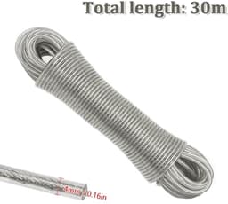 Waslijn 30 meter met stalen kern - Verstelbare lengte voor binnen en buiten — thumbnail 2