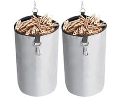 Kledingknijperzak met Sluitkoord - Opslag voor tot 200 Knijpers, Pennenzak voor Knijpers, Binnen- en Buitenopslag (Grijs, 2 Stuks)