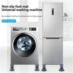4-stuks Schokdemper voor wasmachine - Wasmachineverhoger - In hoogte verstelbaar - Antislip meubelmat - Verhoogde standaard - Beschermt vloeren en apparaten - Schok- en geluidsreductie - Geschikt voor wasmachine en droger - Grijs — thumbnail 4