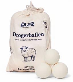 Pure Laundry Club Drogerballen - Set van 6 XL Wasdrogerballen - 100% Nieuw-Zeelandse Wol - Handgemaakt in Nepal - Inclusief Katoenen Opbergzak — thumbnail 1