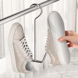 10-delig schoenen droogrek - U-vormig droogrek van roestvrij staal - Geschikt voor thuis, multifunctioneel drogen van schoenen, buiten, hangende pantoffels, haak - Zilver — thumbnail 5