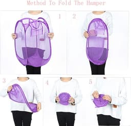 Mesh Popup Wasmand Opvouwbare 4 Pack Wasmand Draagbare Vuile Kleding Mand Opvouwbare Vuile Kleding Mand voor Slaapkamer, Kinderkamer, College Slaapzaal en Reizen — thumbnail 4
