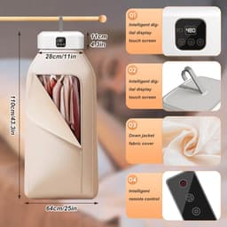 Draagbare mini wasdroger met UV-sterilisatie en 360° warme lucht - Opvouwbare en compacte oplossing voor huis en reizen — thumbnail 3