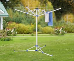 DailySupplies® Droogmolen met Voet voor Camping & Thuis - Wasrek Staand - Droogrek Inklapbaar - Wit met Blauw — thumbnail 3