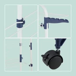 Uitschuifbaar Droogrek met Wielen – 3 Laags Inklapbaar Droogrek (135 x 70 x 70 cm) — thumbnail 2