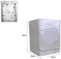 Wasmachine Hoes - Wasmachine Beschermer - Waterdicht, Zonwerend en Stofdicht - Stofdicht en waterdicht polyester - Verstelbare zonwering - Past op de meeste machines met voorlader - 60 x 55 x 85 CM - Zilver — thumbnail 5