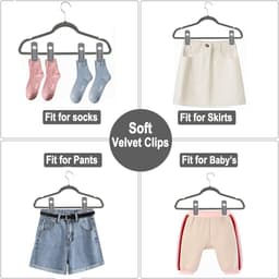 20 Stuks - Fluwelen hangers clips - antislip fluwelen clips - voor kostuum, broek, rok hanger - sterke vingerclips - voor dunne flock hangers - Grijs — thumbnail 3