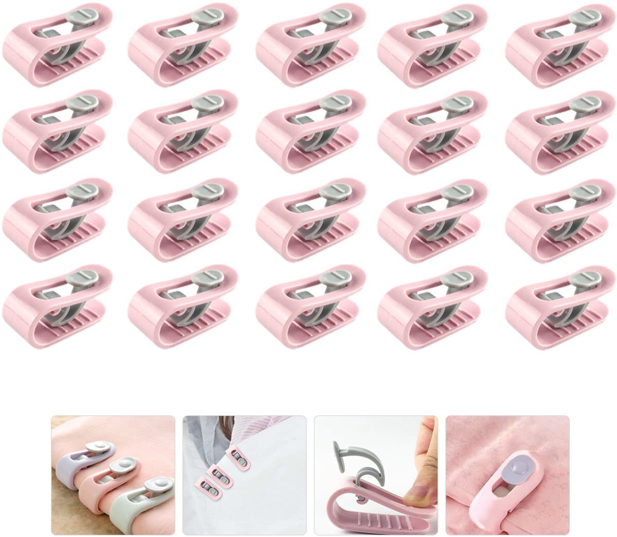 20 stuks antislip quiltclips - bevestigingsclips voor lakens en quilts - anti-slip clips voor quilts - antislip clips - gordijnclips - huishoudelijke artikelen - geschikt voor gordijnen, sokken, quilts en lakens - Roze — afbeelding 1