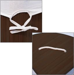 3x wasmand hoekmodel bamboe - 60 liter - deksel - wasbox - driehoekig - bruin — thumbnail 4