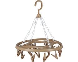 Urban Living Wasgoed droogcarrousel/droogmolen - 18 clips/knijpers - beige - kunststof - 32 cm