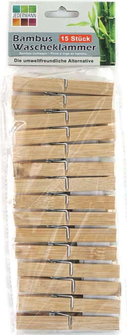 Jedermann wasknijpers - 30x - bamboe hout - 9,5 cm — thumbnail 2