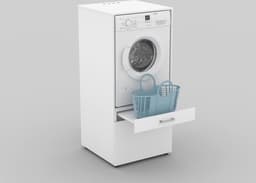 MOBISTOXX Wasmachine Kast - Wasmachine Verhoger - Wasmachine Ombouw - 67 cm x 65 cm x 144 cm (B x D x H) - Met Lade Voor Wasmand - Voor Wasmachine en Droogkast - Wit — thumbnail 3