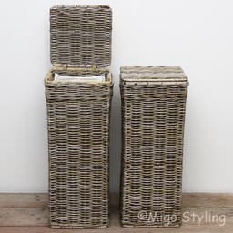 Hoge - Wasmand - Smal - Grey - Rotan - Riet - 31x31xH70cm — thumbnail 4