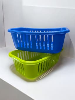HL - Wasmand - Wasmanden - Set - 30 Liter Blauw & Groen - Kunststof - 2 stuks — thumbnail 1