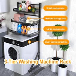 Drie-Tier Verstelbare Hoogte Wasruimte Plank Ruimtebesparende Organizer met Multifunctionele Opslag Wasmachine rek — thumbnail 4