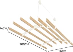 Kledingrek Plafond Katrol - Ivoor– 2m 6-lat plafond wasrek — thumbnail 2