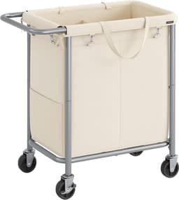 Grote Wasmand op Wielen met 2 Vakken en Verwijderbare Tas - 140 Liter Capaciteit — thumbnail 1