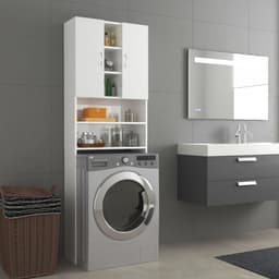 Wasmachine ombouw - Kast - Opbouwmeubel - Verhoger - Wasmachine meubel - Opbergkast - Hout - 64x25,5x190 cm - Hoogglans Wit — thumbnail 3