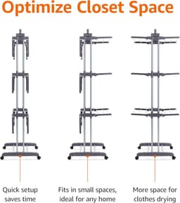 Opvouwbare Toren-droogrek voor binnen en tuin 40 meter grijs — thumbnail 5