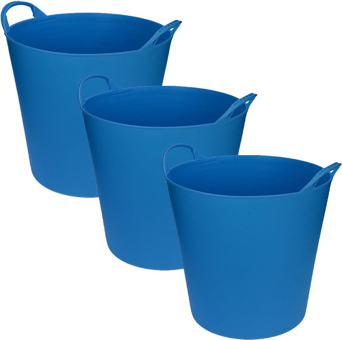 Flexibele emmer/wasmand/kuip - 3x - blauw - 20 liter - Opbergmanden - Wasmanden - Flexibele emmers - 35 x 30 cm — afbeelding 1