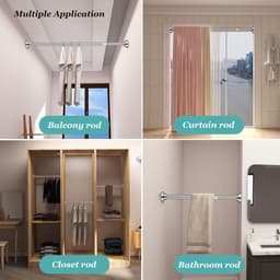 1-delige set - Kledingdroogrek - Telescopisch rek met veer van roestvrij staal - Uitschuifbare stang met veer - 304 roestvrij staal - Geen boren of schroeven nodig - Geschikt voor kledingkasten, balkons, badkamers en keukenkastjes-55 tot 85 cm-Zilver — thumbnail 2