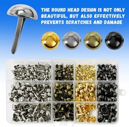 SnelShoppen - 500 Stuks Mini Brads Patroon Tas Clips Rond Hoofd Klemmen voor School Kantoor Papier - Multifunctionele Kleurige Klemmen in 4 Kleuren en — thumbnail 2