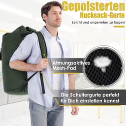 Grote Vuilwaszak XXL 115 Liter met 2 Gevoerde Schouderbanden, Opvouwbare Waszak voor Reizen, Ideaal voor Kleding en Beddengoed — thumbnail 5