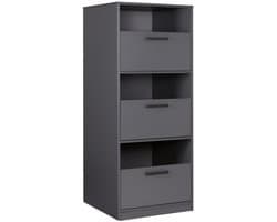 Lifestyle Studio Flow Wasmandkast met 3 wasvakken - Wasmeubel Antraciet - Softclose - 67 x 68 x 164 cm