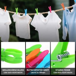 Dailygoods- Wasknijpers Set 48 Stuks - Windbestendige Wasknijpers - Knijperzak - Kleine Wasknijpers - Kledingknijpers - Geschikt voor Camping - Knijpers — thumbnail 4