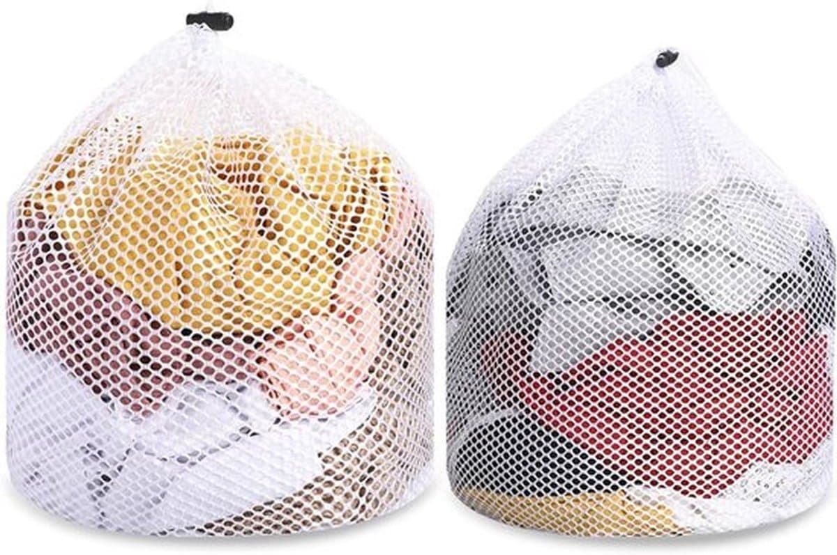 Grote waszakken met koordstopper - Herbruikbare wasnet - Wit - Mesh - Kousen - Ondergoed - Beha — afbeelding 1