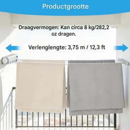 longziming -Uitschuifbare Waslijn Wandmontage – Intrekbare Waskabel 3,75 m met 5 Lijnen – Ruimtebesparende Drooglijn voor Badkamer, Balkon en Wasruimte – Wandwaslijn met Automatisch Rolmechanisme — thumbnail 3