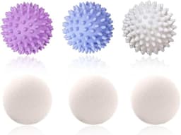 3 ballen voor droger en 3 ballen voor wasdroger, wasballen, drogerballen, drogerbal, herbruikbaar, natuurlijk, antistatisch, snel — thumbnail 1